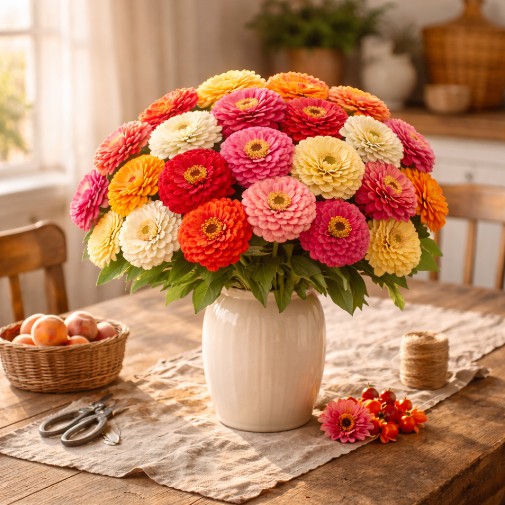 California Giant Mix (Large Bloom Summer Cut Flowers) Zinnia Seeds