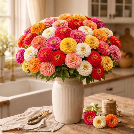 California Giant Mix (Large Bloom Summer Cut Flowers) Zinnia Seeds