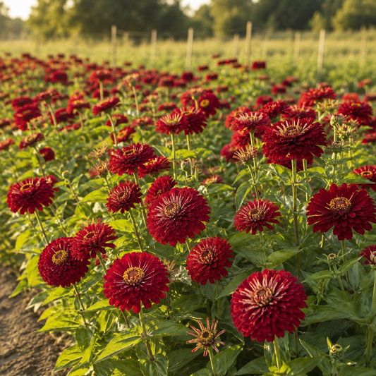 Benary’s Giant Deep Red Zinnia 25+Seeds – Rich Crimson Double Zinnias – Large Cut Flowers