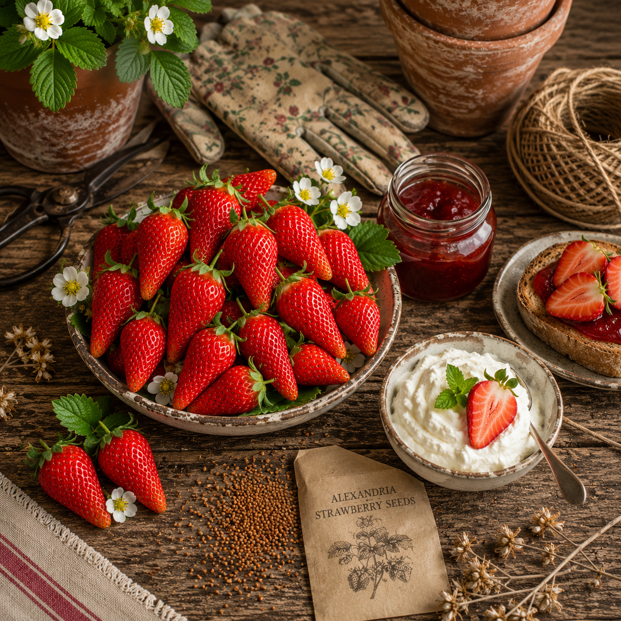 Alexandria Strawberry Seeds | Alpine Everbearing Strawberry | Sweet Red Berries | Heirloom Non-GMO 50+seeds