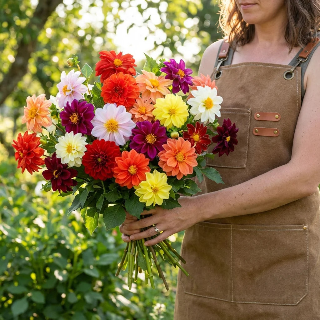 Figaro Mix Dahlia 15+Seeds | Dwarf Double & Semi-Double Dahlias | Colorful Summer Flowers | Container & Border Flower Seeds