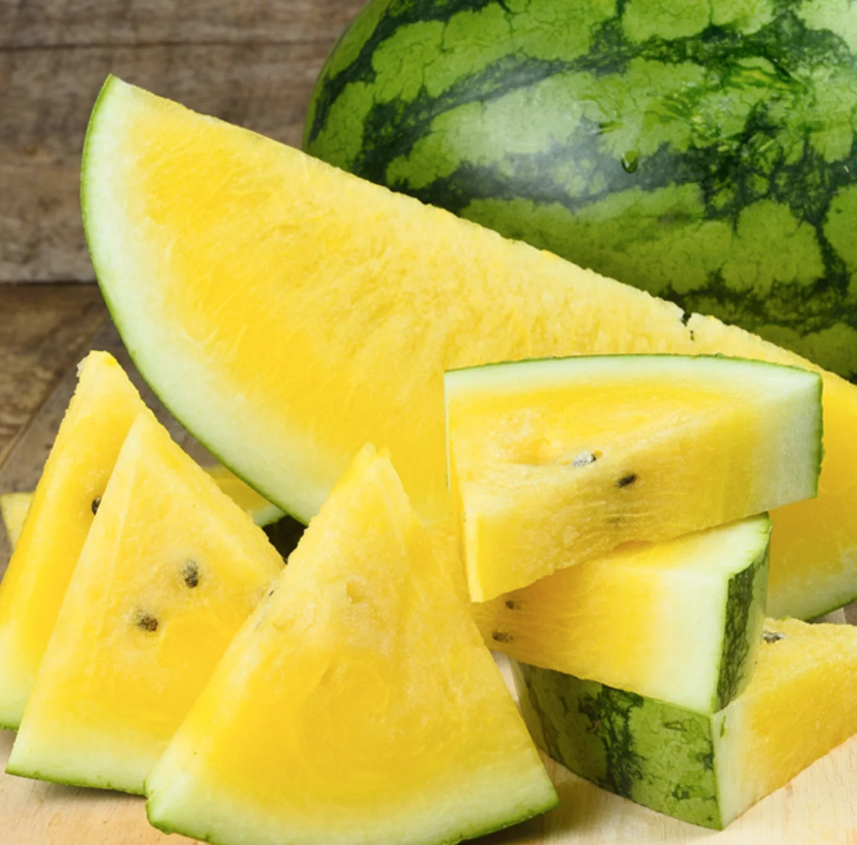 Baby Doll F1 Organic Watermelon 10+Seeds – Sweet Yellow Flesh Icebox Melon – Small 6–10 lb Hybrid Watermelon Seeds