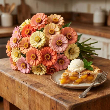 Peach Cobbler Zinnia Seeds | Warm Peach & Apricot Blooms | Heirloom Annual Cut Flower Garden | Pollinator Friendly 100 seeds