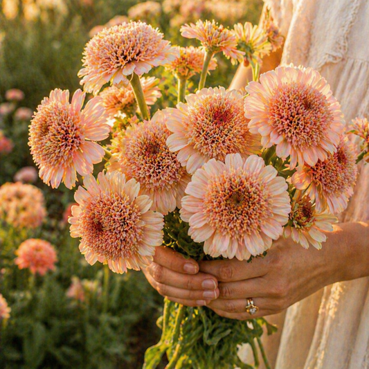 Zinderella Peach Zinnia Seeds – Double Bloom Zinnia – Peach Zinnia Flowers – Cut Flower – Unique Scabiosa Style Zinnias