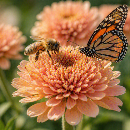 Zinderella Peach Zinnia Seeds – Double Bloom Zinnia – Peach Zinnia Flowers – Cut Flower – Unique Scabiosa Style Zinnias