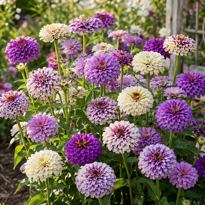 Blueberry Cheesecake Zinnia Seeds – Purple & Cream Zinnias – Unique Bi-Color Zinnia – Cut Flower Garden Seeds