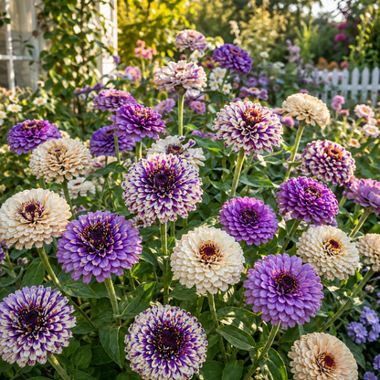 Blueberry Cheesecake Zinnia Seeds – Purple & Cream Zinnias – Unique Bi-Color Zinnia – Cut Flower Garden Seeds