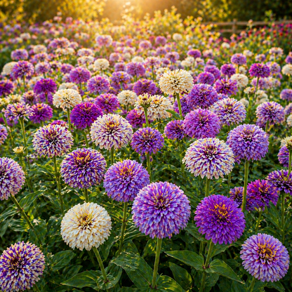 Blueberry Cheesecake Zinnia Seeds – Purple & Cream Zinnias – Unique Bi-Color Zinnia – Cut Flower Garden Seeds