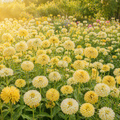 Lemon Meringue Zinnia Seeds – Yellow & Cream Zinnias – Soft Pastel Flowers – Cut Flower Garden Seeds