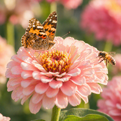 Blushing Bride Zinnia Seeds – Soft Pink & Cream Zinnias – Romantic Pastel Flowers – Cut Flower Garden – Summer Bloom Seeds