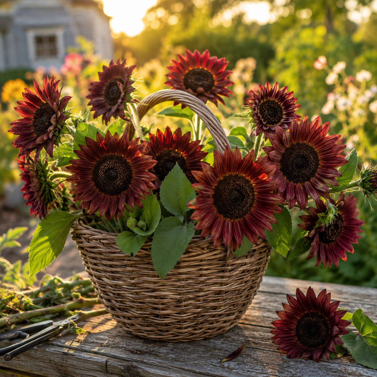 Chocolate Cherry Sunflower 50+ Seeds –Heirloom Deep Burgundy Red Sunflower – Cut Flower