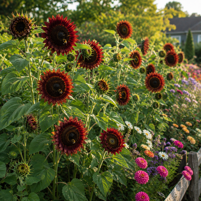 Chocolate Cherry Sunflower 50+ Seeds –Heirloom Deep Burgundy Red Sunflower – Cut Flower