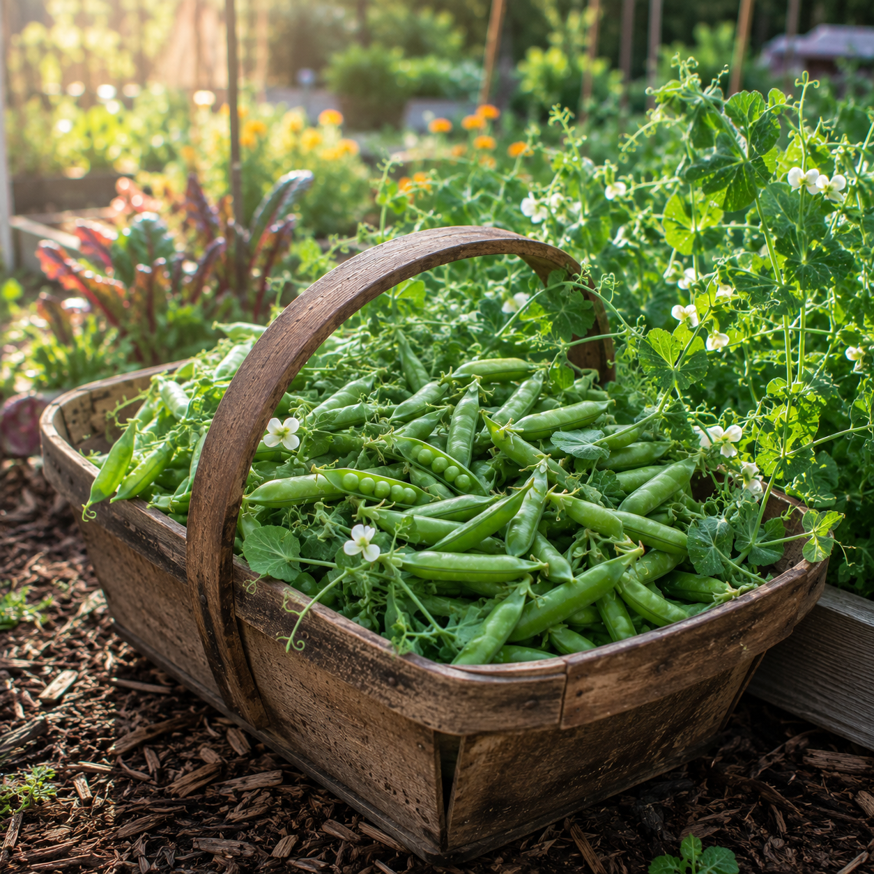 Sugar Ann Snap Pea 25+Seeds – Compact Early Dwarf Sugar Snap Peas – Sweet Edible Pods