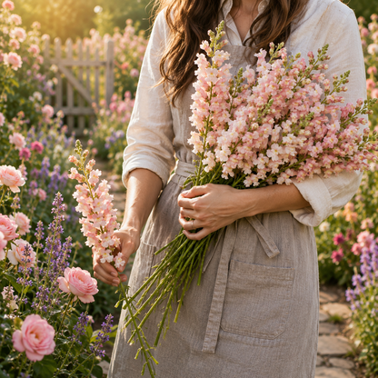 Appleblossom Snapdragon 100+Seeds – Pink & White Snapdragons – Cottage Garden Cut Flower Seeds