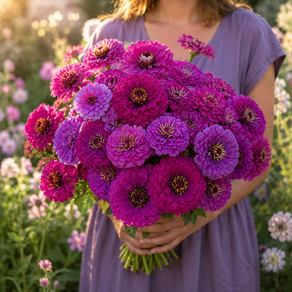 Purple Prince Zinnia 100+Seeds – Deep Purple Zinnias Large Double Blooms – Cut Flower & Cottage Garden