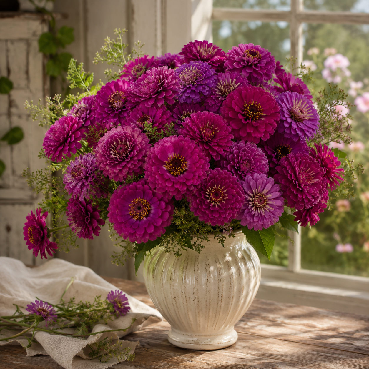 Purple Prince Zinnia 100+Seeds – Deep Purple Zinnias Large Double Blooms – Cut Flower & Cottage Garden