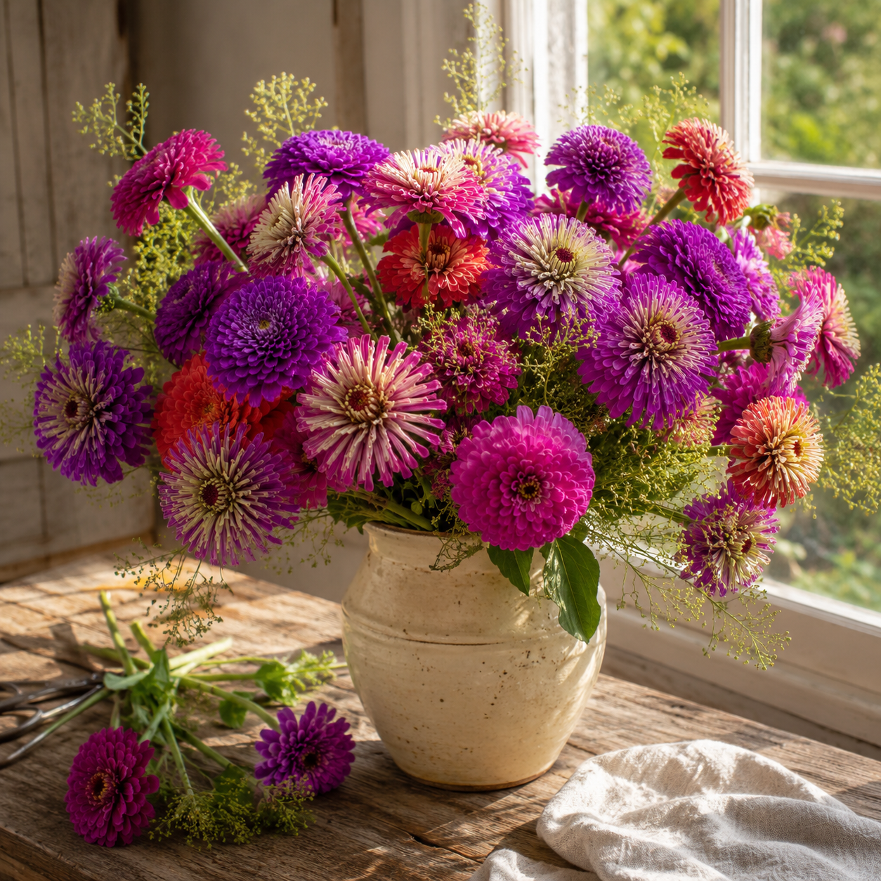Meteor Shower Mix Zinnia 25+Seeds – Colorful Unique Zinnias – Cut Flower Quilled & Double Blooms Sprouts and Petals