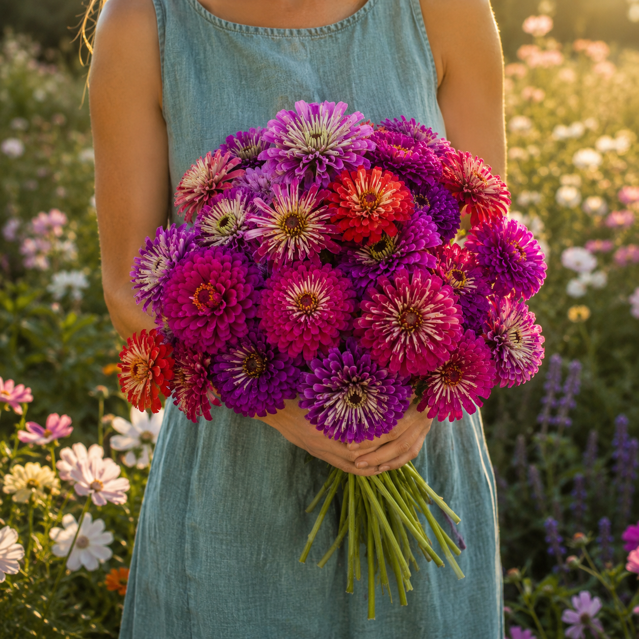 Meteor Shower Mix Zinnia 25+Seeds – Colorful Unique Zinnias – Cut Flower Quilled & Double Blooms Sprouts and Petals