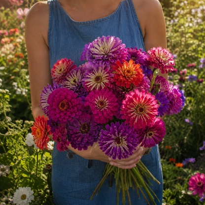 Meteor Shower Mix Zinnia 25+Seeds – Colorful Unique Zinnias – Cut Flower Quilled & Double Blooms Sprouts and Petals