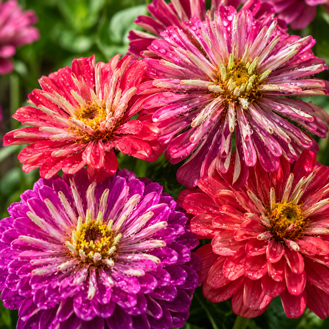 Meteor Shower Mix Zinnia 25+Seeds – Colorful Unique Zinnias – Cut Flower Quilled & Double Blooms Sprouts and Petals
