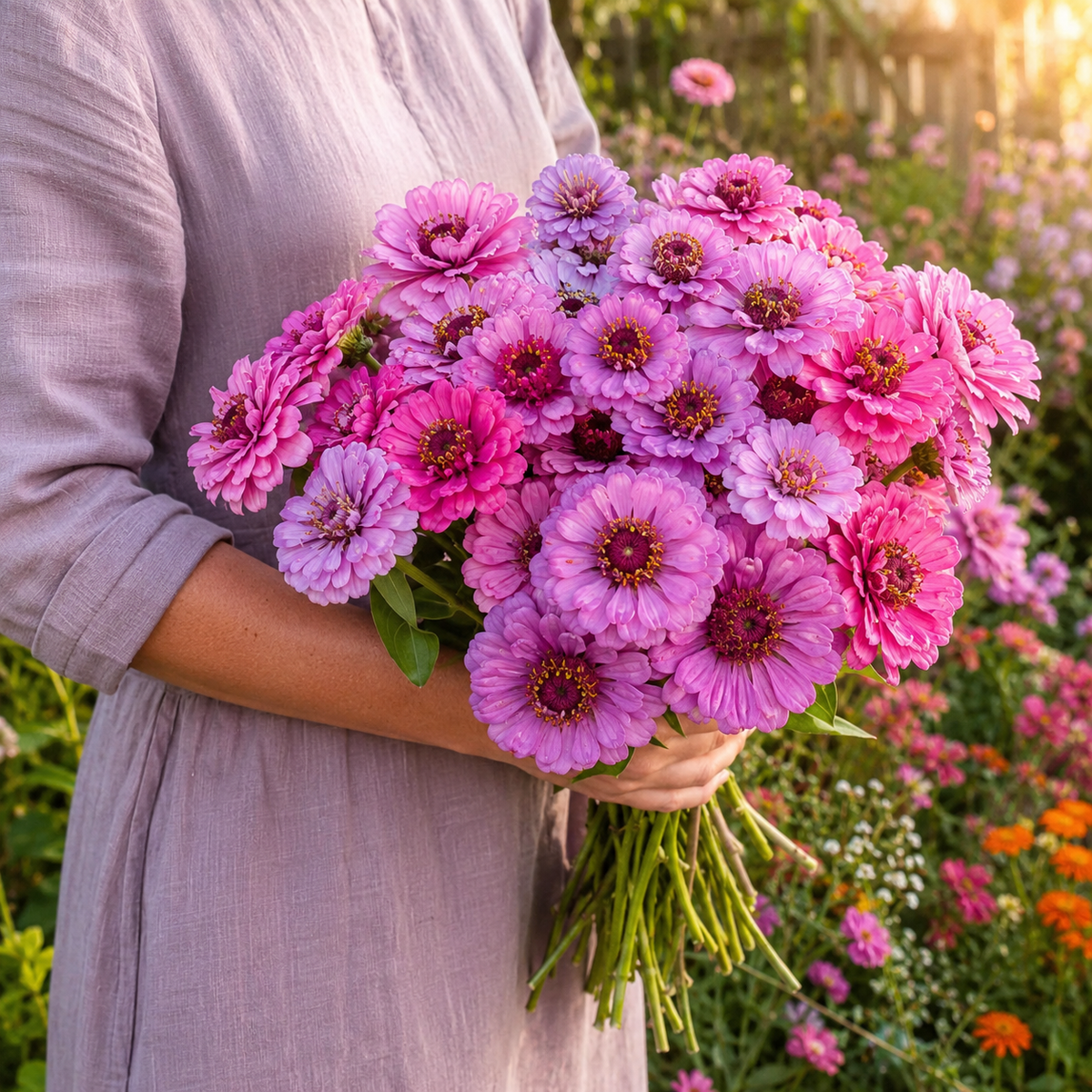 Dream Zinnia 50+ Seeds – Soft Pink Lavender Zinnias – Double Cut Flowers – Cottage Garden & Bouquet Flowers Sprouts and Petals