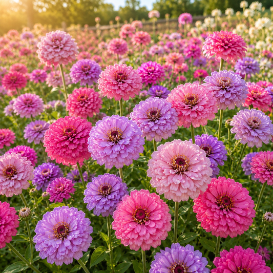 Dream Zinnia 50+ Seeds – Soft Pink Lavender Zinnias – Double Cut Flowers – Cottage Garden & Bouquet Flowers Sprouts and Petals
