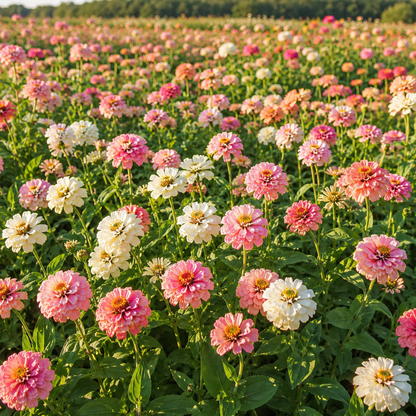 Romantic Mix Zinnia 50+ Seeds – Blush Pink Peach Cream Flowers –  Cottage Garden Double Cut Flower Seeds Sprouts and Petals