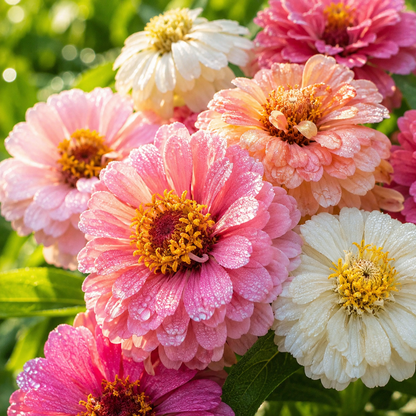 Romantic Mix Zinnia 50+ Seeds – Blush Pink Peach Cream Flowers –  Cottage Garden Double Cut Flower Seeds Sprouts and Petals