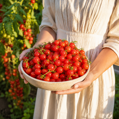 Sweet Million F1 Tomato 10+Seeds – High Yielding Sweet Red Cherry Tomatoes Sprouts and Petals