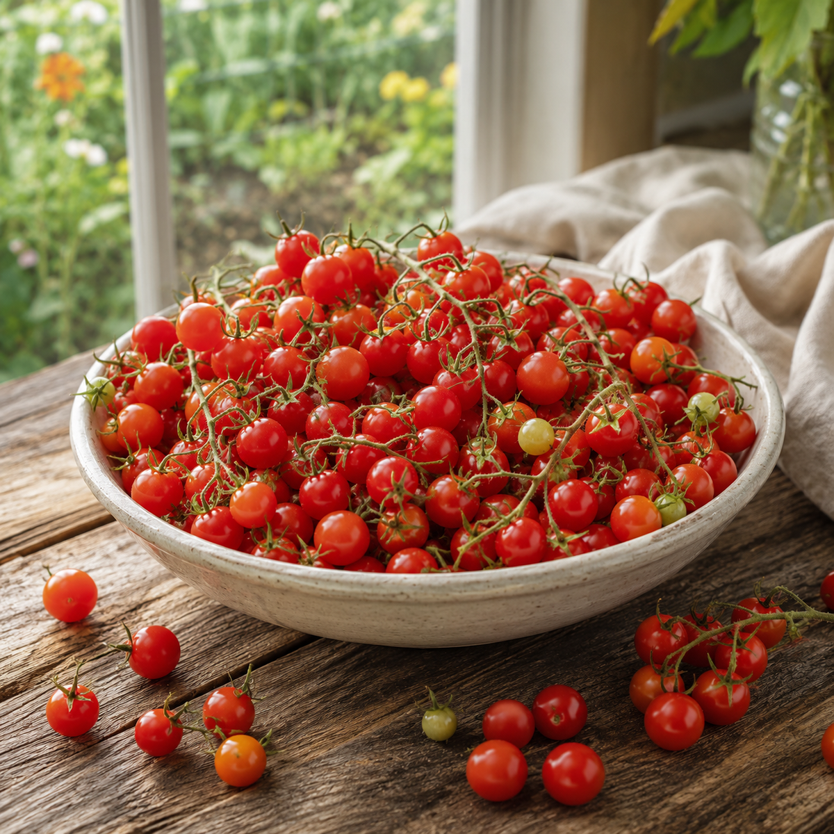 Sweet Million F1 Tomato 10+Seeds – High Yielding Sweet Red Cherry Tomatoes Sprouts and Petals