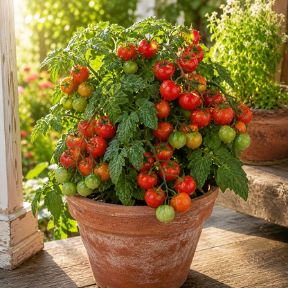 ittle Sicily F1 Tomato 10+Seeds – Compact Red Slicer Tomato – Dwarf Patio Container Tomato Sprouts and Petals
