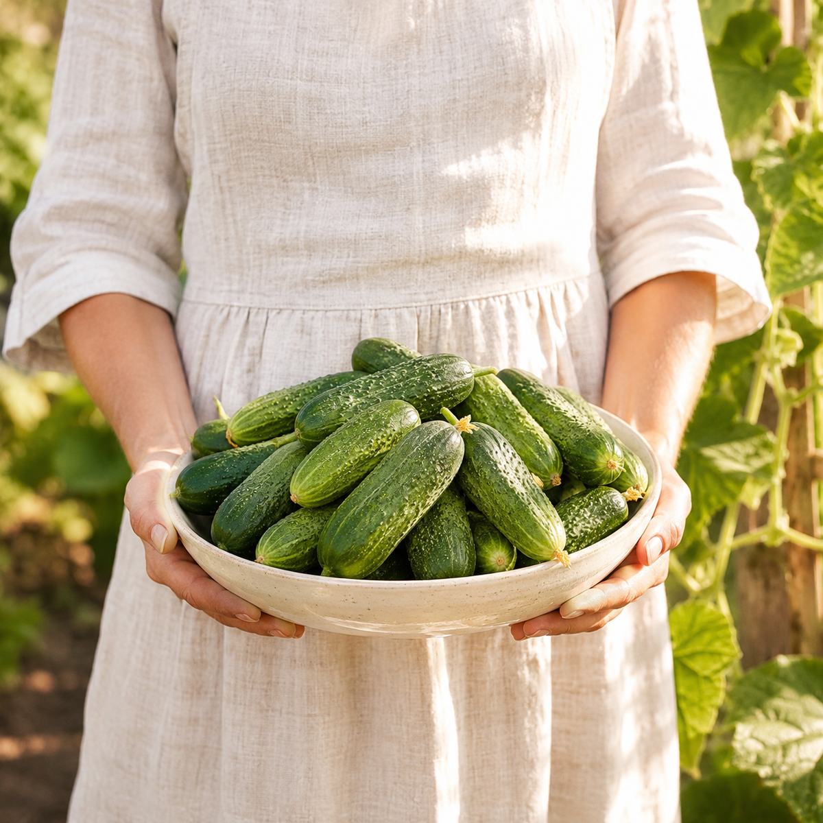 Calypso F1 Cucumber 25+Seeds – Disease Resistant Crisp High Yield Pickling Cucumber Sprouts and Petals