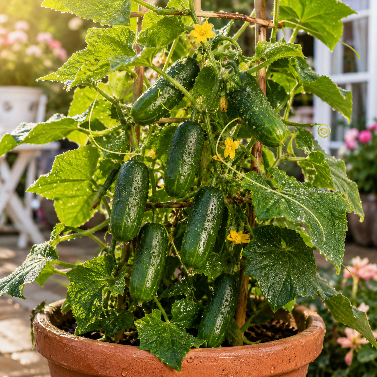 Quick Snack F1 Cucumber 10 Seeds – Mini Cocktail Cucumber – Sweet Crisp Compact Container Hydroponic Patio Cucumber Sprouts and Petals