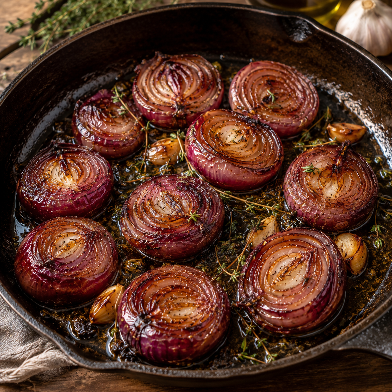 Sprouts and Petals Red Cipollini Onion Seeds – Intermediate Day Onion – Flat Italian Heirloom grow into prized sweet red storage onions, perfect for roasting with garlic and herbs; when sliced and arranged in a cast iron skillet on a rustic wooden table, they beautifully showcase the natural sweetness of these classic Italian heirlooms.