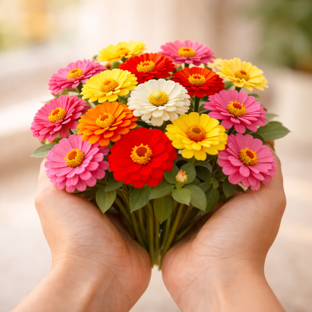 Thumbelina Mix Zinnia Seeds – Heirloom Dwarf Flower Garden Seeds | Pollinator Garden | Butterfly & Bee Friendly | Non-GMO