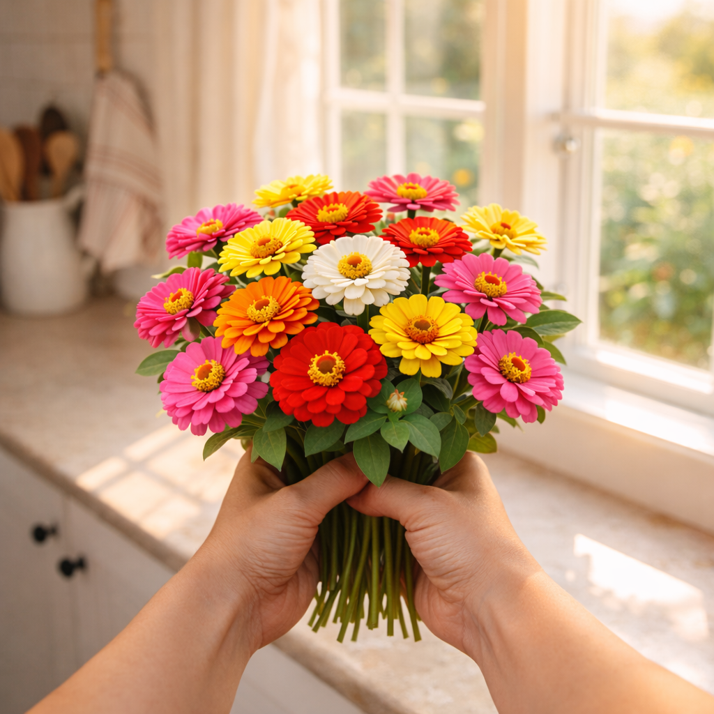 Thumbelina Mix Zinnia Seeds – Heirloom Dwarf Flower Garden Seeds | Pollinator Garden | Butterfly & Bee Friendly | Non-GMO