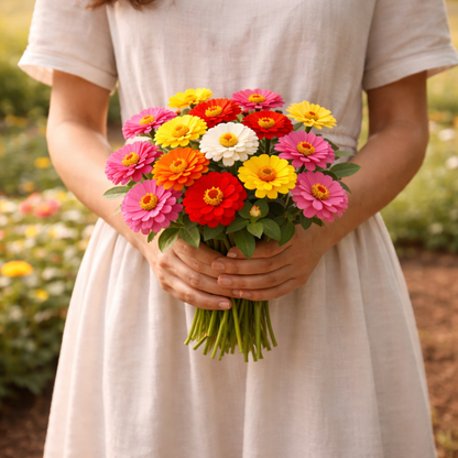 Thumbelina Mix Zinnia Seeds – Heirloom Dwarf Flower Garden Seeds | Pollinator Garden | Butterfly & Bee Friendly | Non-GMO