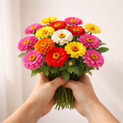 Thumbelina Mix Zinnia Seeds – Heirloom Dwarf Flower Garden Seeds | Pollinator Garden | Butterfly & Bee Friendly | Non-GMO