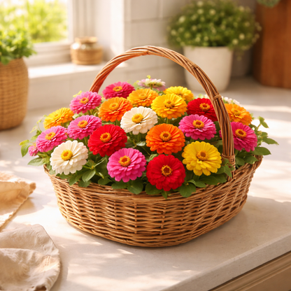 Thumbelina Mix Zinnia Seeds – Heirloom Dwarf Flower Garden Seeds | Pollinator Garden | Butterfly & Bee Friendly | Non-GMO