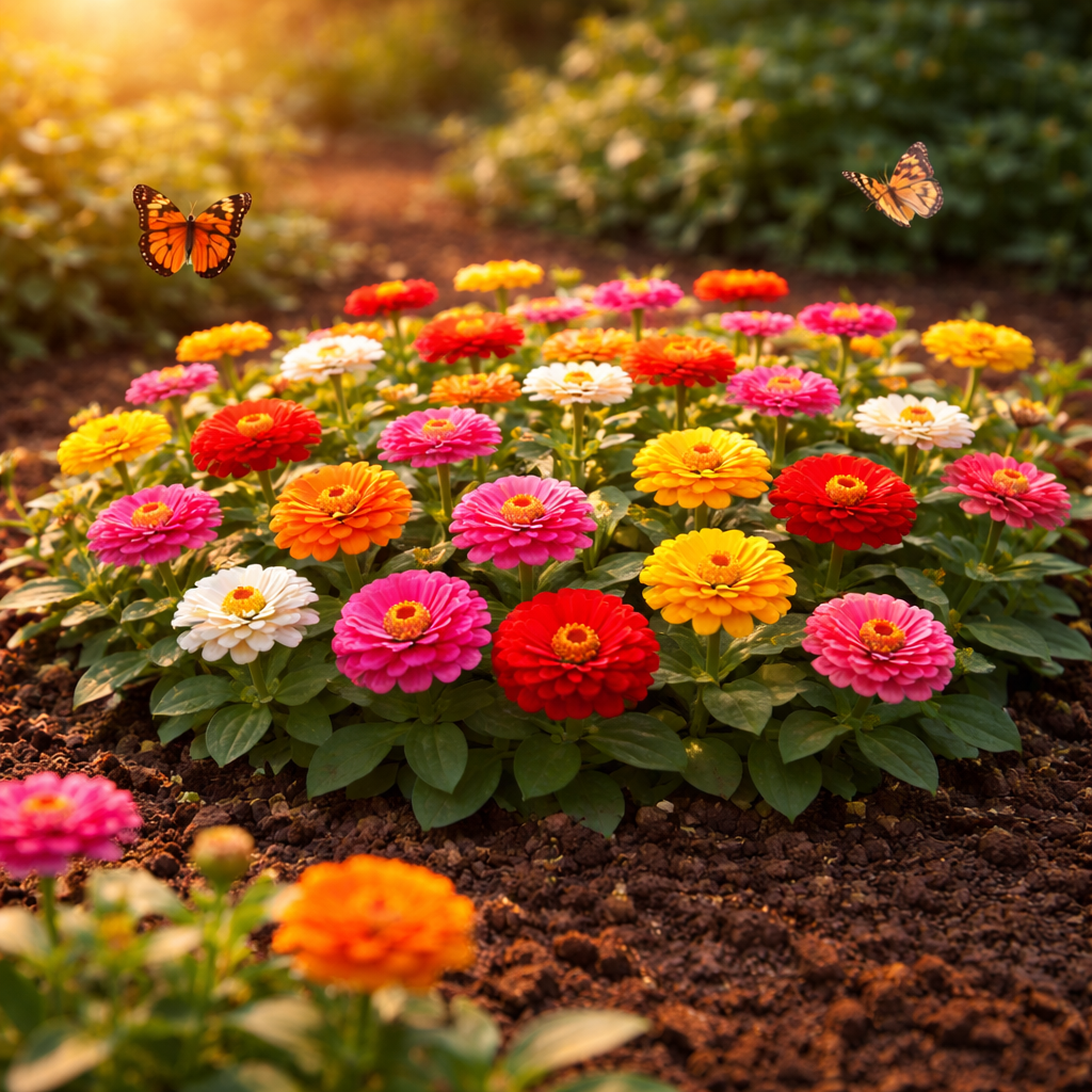 Thumbelina Mix Zinnia Seeds – Heirloom Dwarf Flower Garden Seeds | Pollinator Garden | Butterfly & Bee Friendly | Non-GMO