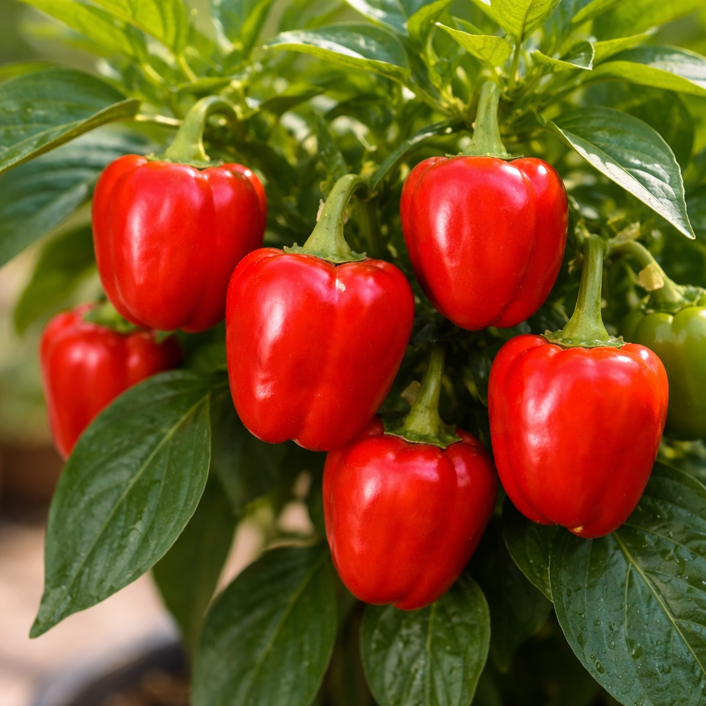 Pepper Seeds – Sweet Mini Bell Red | Non-GMO Heirloom | Compact Plants 18–24 in Tall