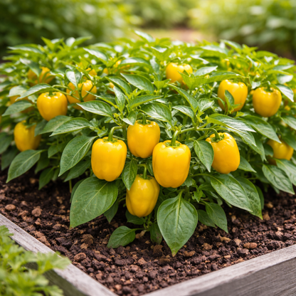Pepper Seeds – Sweet Mini Bell Yellow | Compact Plants | Non-GMO Heirloom | 18–24 in Tall