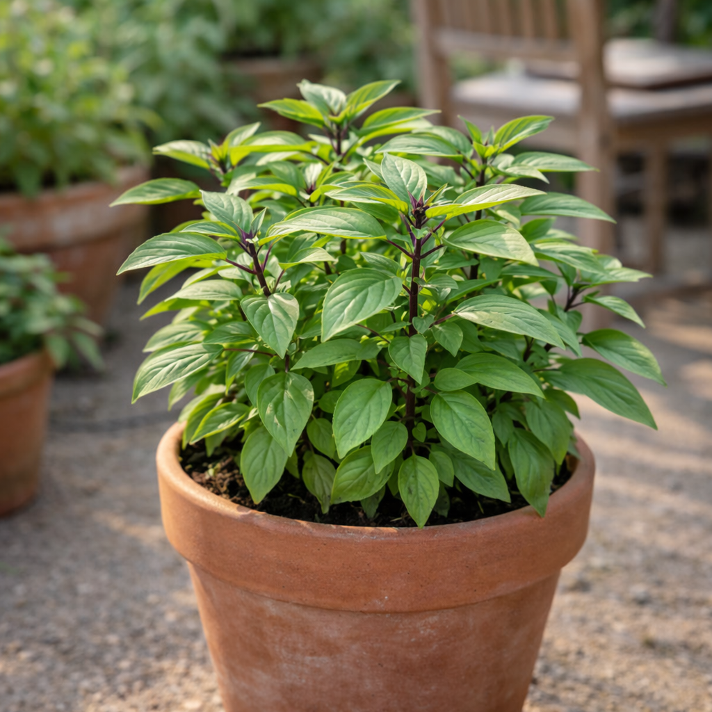 Basil Seeds – Thai Basil | Aromatic Herb | Compact Plants | Home Garden & Containers| Heirloom Basil