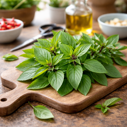 Basil Seeds – Thai Basil | Aromatic Herb | Compact Plants | Home Garden & Containers| Heirloom Basil