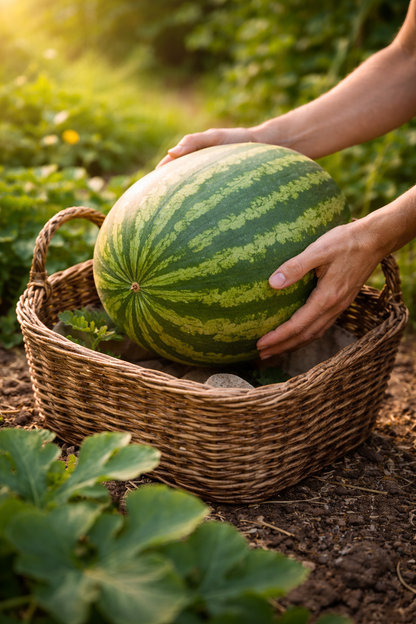 Organic Watermelon Seeds – Picnic Crimson Sweet| Heirloom Summer Watermelon | Sweet Red Flesh | Garden Seeds
