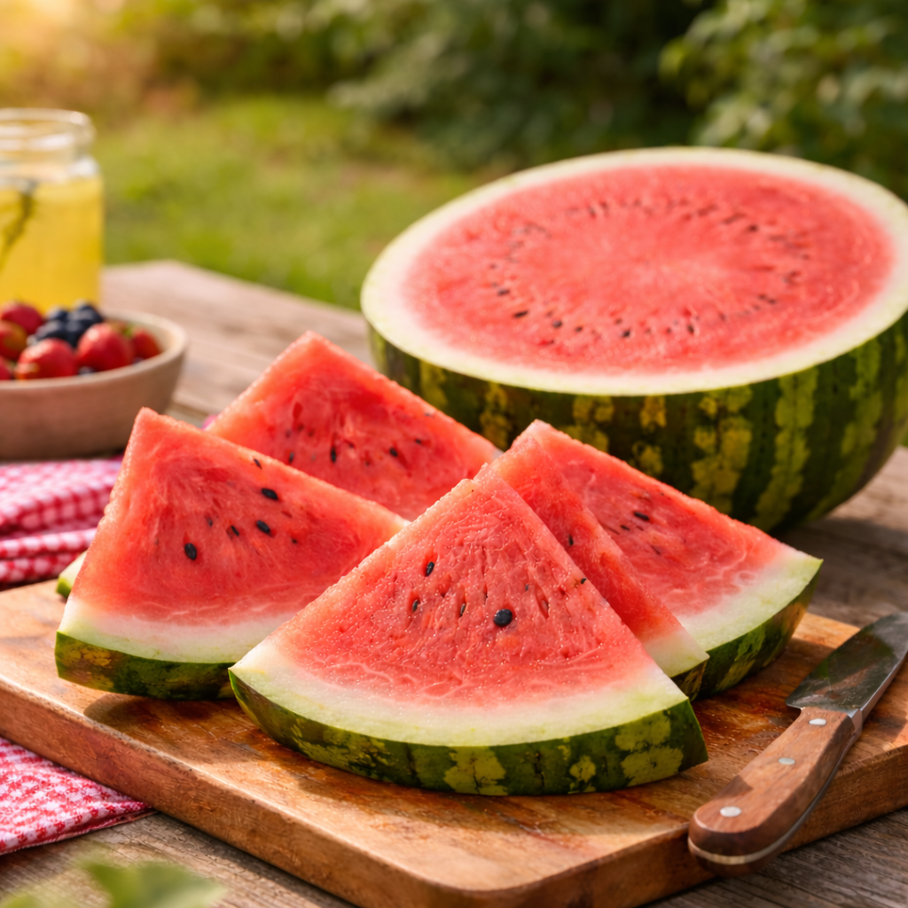 Organic Watermelon Seeds – Picnic Crimson Sweet| Heirloom Summer Watermelon | Sweet Red Flesh | Garden Seeds