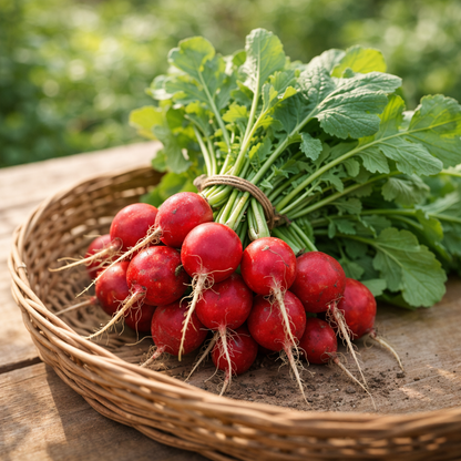Organic Radish Seeds – Cherry Belle | Fast-Growing Heirloom Red Radish | Crisp & Mild Flavor | Garden & Container Friendly