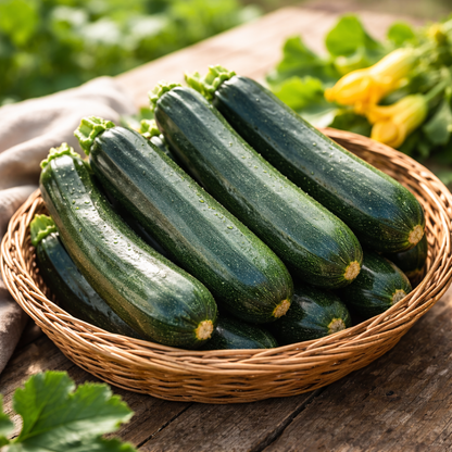 Organic Zucchini Seeds – Black Beauty Summer Squash | High-Yield Bush Variety | Home Garden Vegetable Seeds