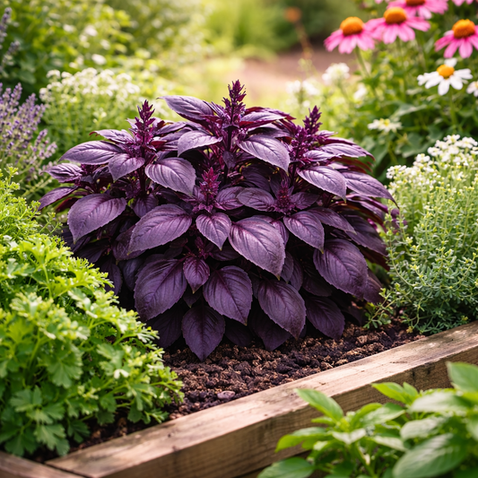 Red Rubin - Basil Seeds | Deep Purple Basil | Heirloom Herb Seeds | Garden & Container Friendly