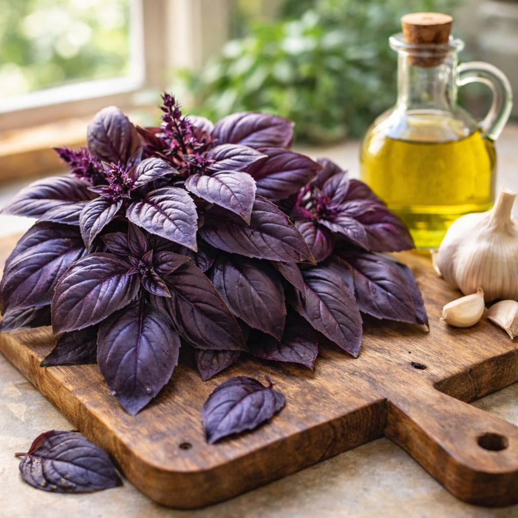 Red Rubin - Basil Seeds | Deep Purple Basil | Heirloom Herb Seeds | Garden & Container Friendly
